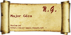 Major Géza névjegykártya
