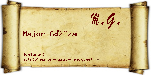 Major Géza névjegykártya